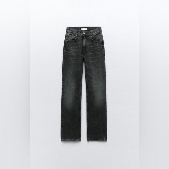Zara high waist straight fit grey jeans - Picture 3 of 9